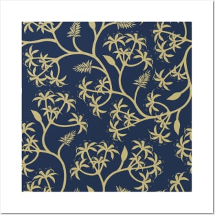 Wallpaper Design in Gilt and Navy Posters and Art